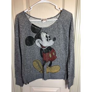 Disney Parks Womens XS Grey Mickey Mouse Long Sleeve Sweatshirt